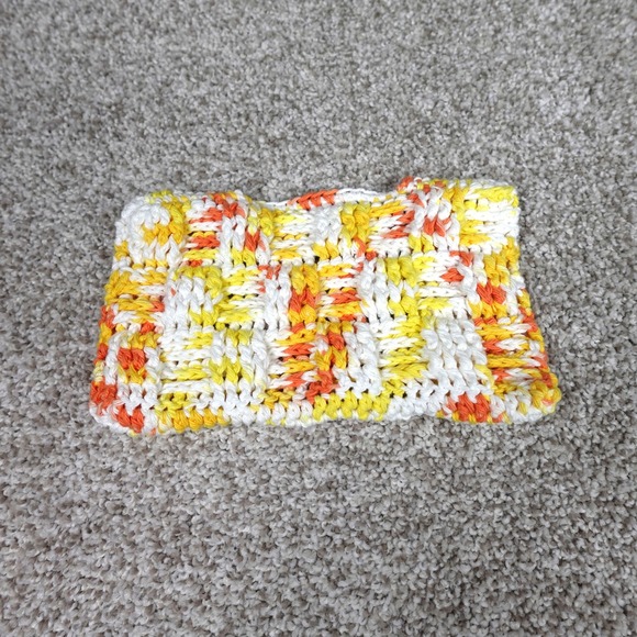 Handmade Crocheted Mop Pad Cover Yellow Orange White Basketweave Reusable Pad - Picture 3 of 5
